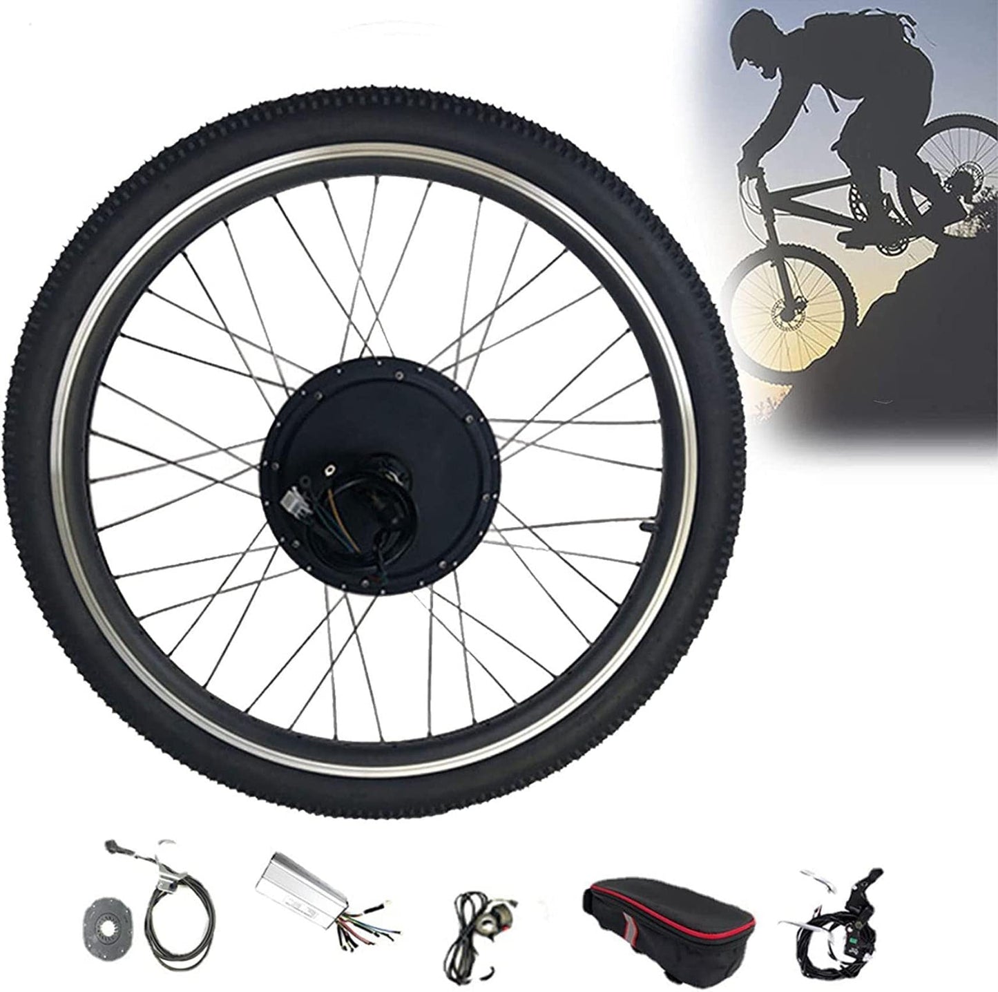 AADECOR EBike Conversion Kit, 48V 1000W Motor Kit, 20" 24" 26" 27.5" 28" 29" 700C Inch Rear Wheel Brushless Gearless Hub Motor, Conversion Kit for