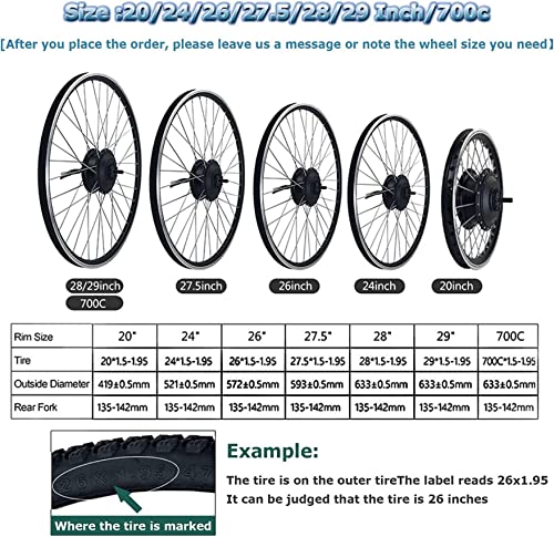 AADECOR 48V 1000W 1500W Electric Bicycle Conversion Kit E-Bike Rear Hub Motorcycle High Speed Brushless Gearless Hub Motor Kit with LCD4 Display