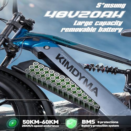 K3 26" Fully E-Bike 48V Dual Motor Mountainbike | 20Ah Akku 120km Reichweite | 4.0 Zoll Reifen Allradantrieb Gelände Elektrofahrrad für Herren