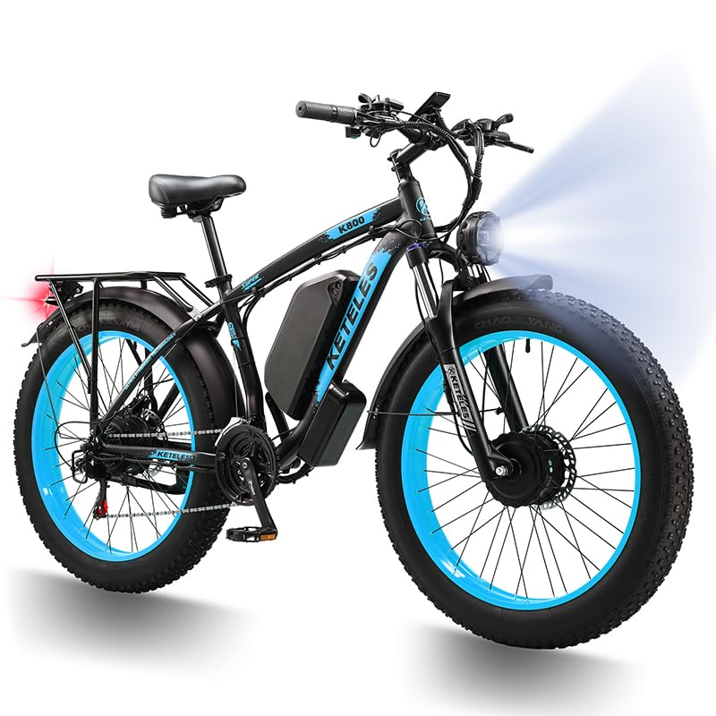 K3 26" Fully E-Bike 48V Dual Motor Mountainbike | 20Ah Akku 120km Reichweite | 4.0 Zoll Reifen Allradantrieb Gelände Elektrofahrrad für Herren