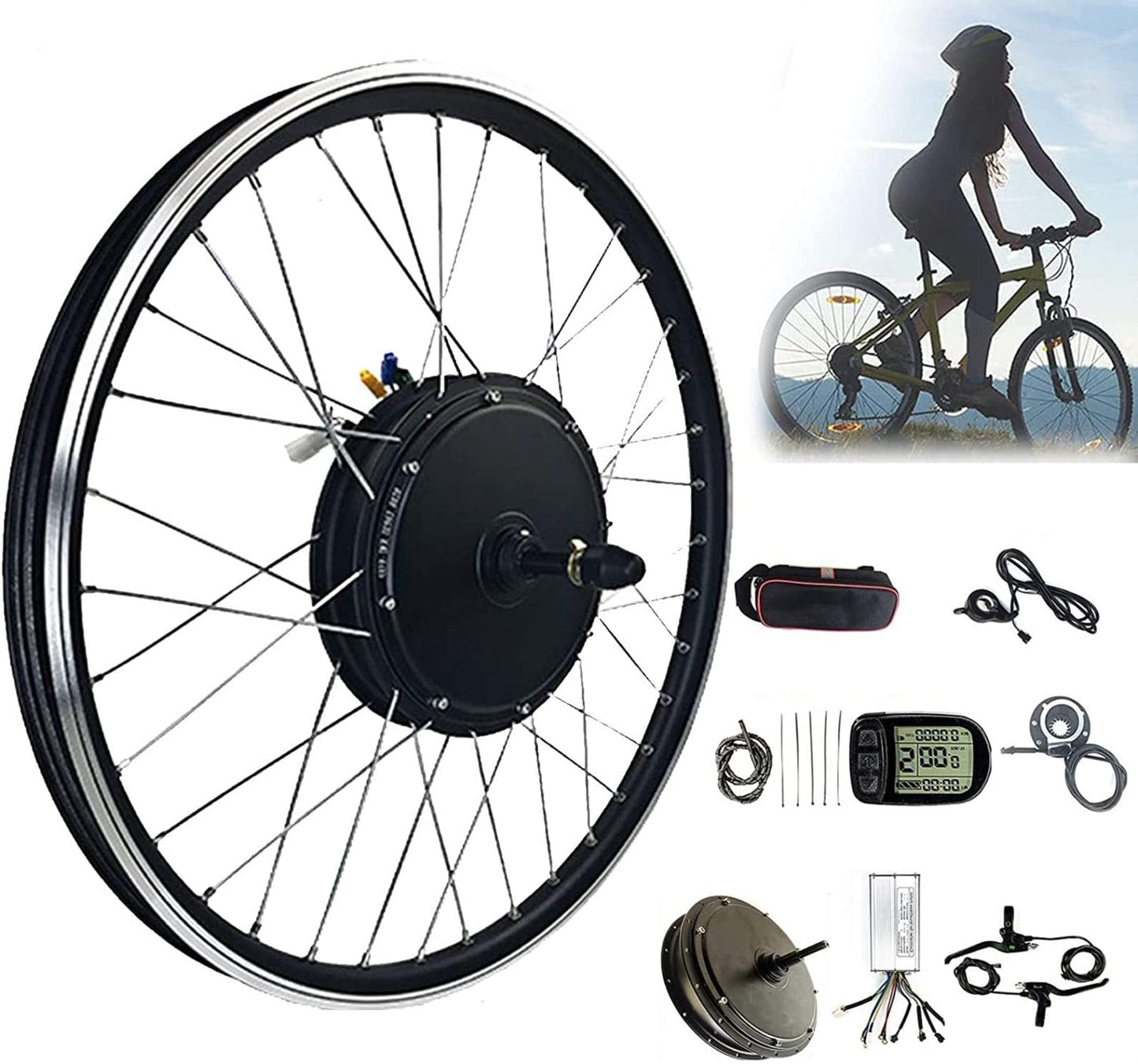 AADECOR 48 V 1000 W 1500 W Fahrrad-Umrüstsatz Elektrofahrrad-Umrüstsatz mit E-Bike-LCD-Display 26" 27,5" 28" 29" Motorsatz für elektrische