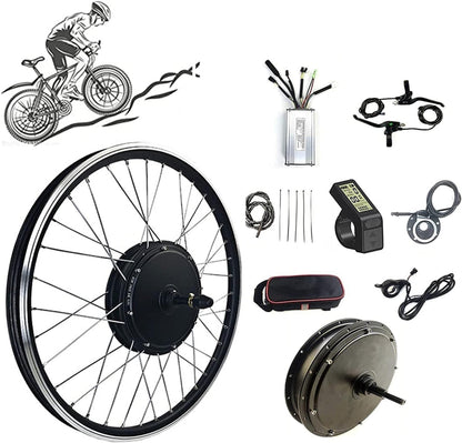 AADECOR 48V 1000W 1500W Electric Bicycle Conversion Kit E-Bike Rear Hub Motorcycle High Speed Brushless Gearless Hub Motor Kit with LCD4 Display