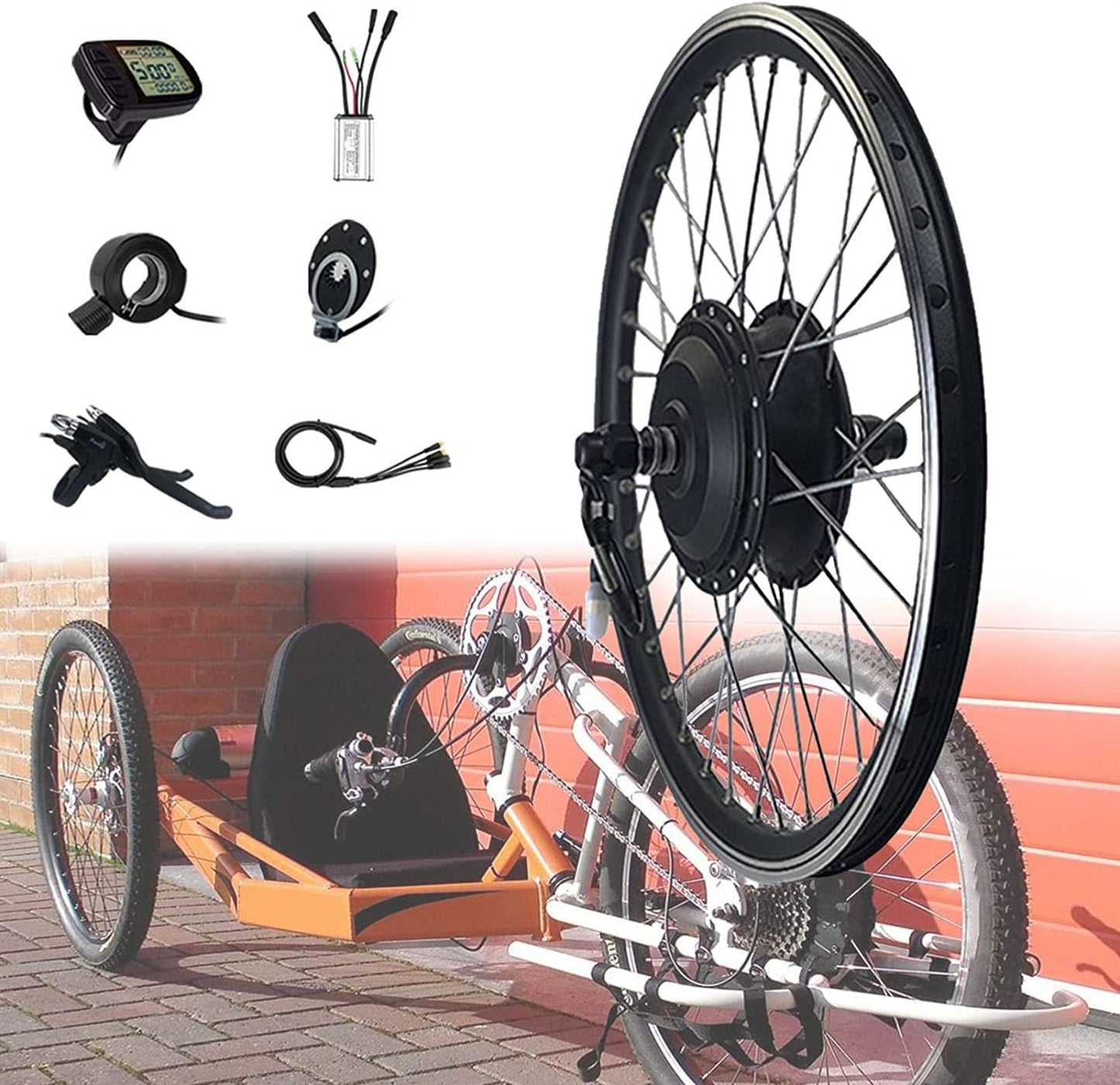 AADECOR Electric Bicycle Conversion Kit, 48 V 250 W Electric Motor Conversion Kit for Electric Bicycles with Intelligent Mode Controller and PAS